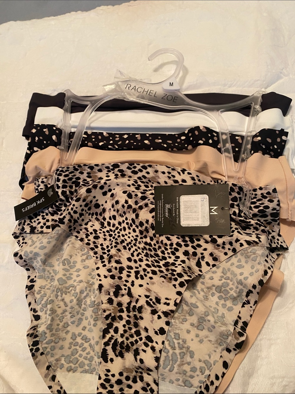 Rachel Zoe Leopard & Neutral Bikini Panty Set - Black, White, Beige